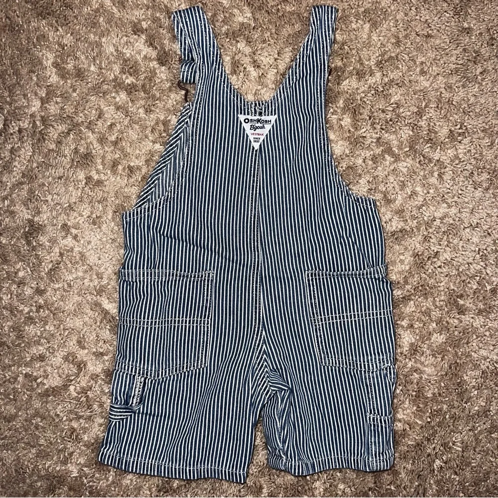 OshKosh B’Gosh Baby Vestbak Vintage Striped Overalls Cotton 18 Months
